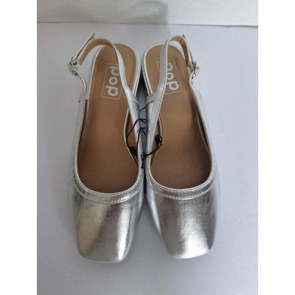 POP Tameo Metallic Heeled Slingback Sandals Ballet Flats Women's Sz 9M NWOB - Picture 9 of 9